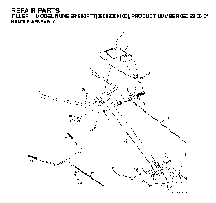 Handle And Controls Diagram and Parts List for 500RTT (96093000100)(2004-11) Husqvarna Tiller