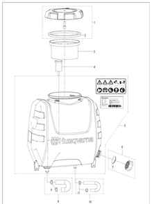 Tank Diagram and Parts List for 321S15 967078502 Husqvarna Sprayer