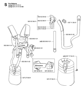 Harness Diagram and Parts List for 232R 20061400001-20144900000 Husqvarna Brush Cutter