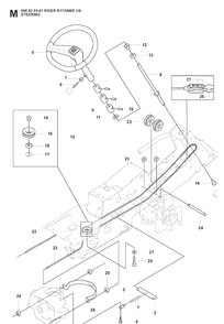 Steering Diagram and Parts List for RIDER175 (966828501)(2008-05) Husqvarna Lawn Mower