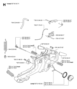 Fuel Tank Diagram and Parts List for 390XP-XPG-XPW 20064000001 & Above Husqvarna Chainsaw