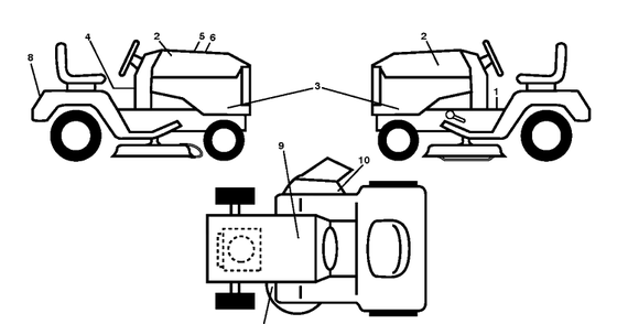Decals Diagram and Parts List for YTH21K46 (96045002902)(2011-08) Husqvarna Lawn Tractor