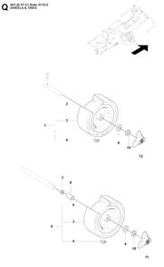 Wheels And Tires Diagram and Parts List for R15-V2 (965200701)(2008-01) Husqvarna Lawn Tractor