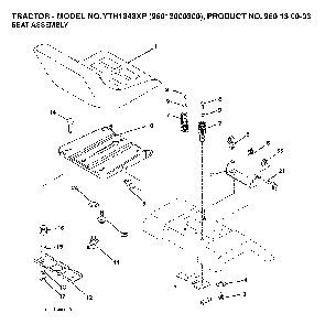 Seat Diagram and Parts List for YTH1848XP96013000300 2005-10 Husqvarna Lawn Tractor