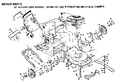 Repair Parts Diagram and Parts List for 56SF (H56SFC, 954050821, 132232)(1992-01) Husqvarna Lawn Mower