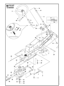 Steering 2 Diagram and Parts List for R322T AWD Husqvarna Lawn Mower