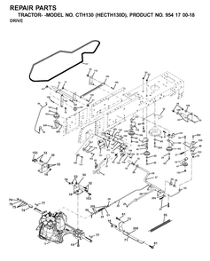 Drive Diagram and Parts List for CTH130 (954170018-D)(2001-02) Husqvarna Lawn Tractor