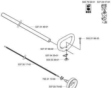 Shaft / Tube Diagram and Parts List for 123L 2004-01 Husqvarna Trimmer