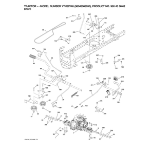 Drive Diagram and Parts List for 96045006200  Husqvarna Lawn Tractor