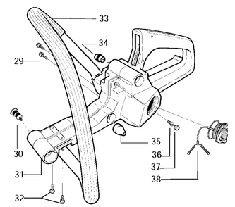 Fuel Tank And Handle Diagram and Parts List for 141 20030100001-20040100000 Husqvarna Chainsaw