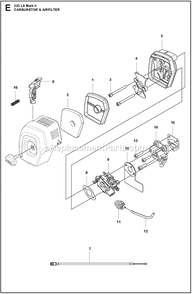 Carburetor And Air Filter Diagram and Parts List for 525LSMARKII  Husqvarna Trimmer