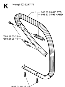 Handle Diagram and Parts List for 371XP 19991800001-Current Husqvarna Chainsaw