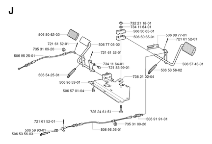 Pedals Diagram and Parts List for R11BIO 2003-01 Husqvarna Lawn Tractor