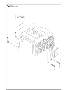 Cylinder Cover Diagram and Parts List for 553RBX 20123200001-20180500000 Husqvarna Brush Cutter