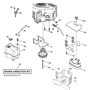 Engine Diagram and Parts List for TC139T (96051014501)(2017-08) Husqvarna Lawn Tractor