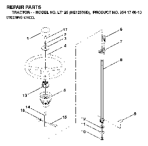 Steering Diagram and Parts List for LT125 (HE12536D, 954170010)(1998-12) Husqvarna Lawn Tractor