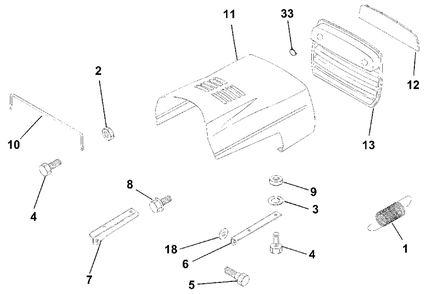 Hood Diagram and Parts List for LR121 (954140001-A)(1996-08) Husqvarna Lawn Tractor