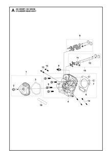 Cylinder Head Assy Diagram and Parts List for HH389OB (970505901)(2021-01) Husqvarna Engine