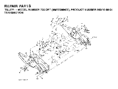 Transmission Diagram and Parts List for 700DRT (96093000400)(2006-02) Husqvarna Tiller