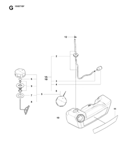 Fuel Tank Diagram and Parts List for 150BT 20084000001 - 20184199999 Husqvarna Leaf Blower / Vacuum