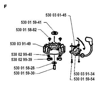 Ignition System Diagram and Parts List for 18H 19920900001-19941400000 Husqvarna Hedge Trimmer