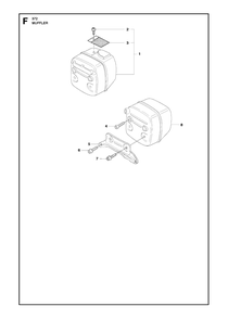Muffler Diagram and Parts List for 372XP-XPG 20111800001 & Above Husqvarna Chainsaw