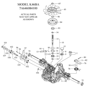 Transaxle Diagram and Parts List for LTH18538 (917289600)(2010-05) Husqvarna Lawn Mower