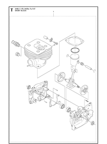 Short Block Diagram and Parts List for 343FR  Husqvarna Brush Cutter