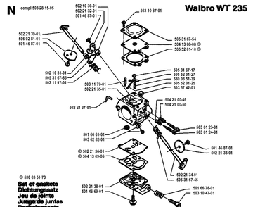 Carburetor Details Diagram and Parts List for 225LD 19942300001-19951000000 Husqvarna Edger