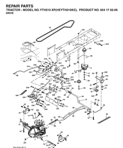 Drive Diagram and Parts List for YTH210XP (HEYTH210KC)(2004-06) Husqvarna Lawn Tractor