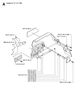 Clutch Cover Diagram and Parts List for 390XP-XPG-XPW 20064000001 & Above Husqvarna Chainsaw