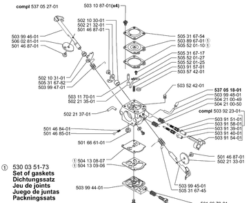 Carburetor Parts Diagram and Parts List for 232RD 2000-10 Husqvarna Brush Cutter