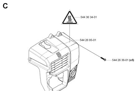 Cylinder Cover Diagram and Parts List for 170BT 20061000001-20084000000 Husqvarna Leaf Blower / Vacuum