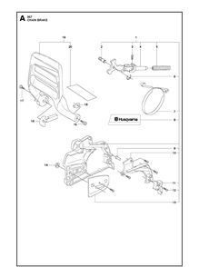 Chain Brake Diagram and Parts List for 357XP 20100600001-20111800000 Husqvarna Chainsaw