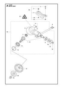 Bevel Gear Diagram and Parts List for 535IFRBT  Husqvarna Brush Cutter