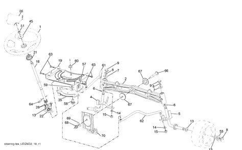 Steering Assembly Diagram and Parts List for YTH23V48 (96043008601)(2010-04) Husqvarna Lawn Mower