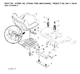 Seat Diagram and Parts List for GTH260TWIN (96041006800)(2008-01) Husqvarna Lawn Tractor