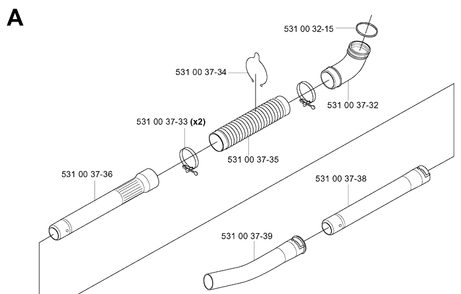Tube Diagram and Parts List for 165BT 20041800001-Current Husqvarna Leaf Blower / Vacuum