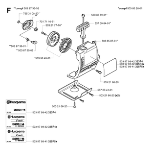 Starter Diagram and Parts List for 325P 20021800001-20042299999 Husqvarna Pole Saw