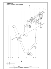 Throttle Controls And Handle Bar Diagram and Parts List for 323RII 2009-08 Husqvarna Trimmer