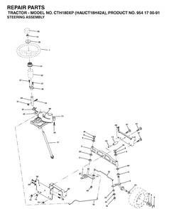 Steering Diagram and Parts List for CTH180XP (HAUCT18H42A)(2003-01) Husqvarna Lawn Tractor