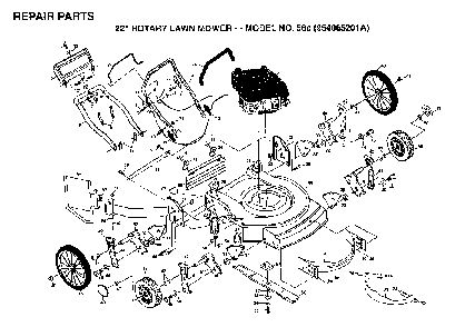 Product Complete Diagram and Parts List for 56C (954065201A)(1994-07) Husqvarna Lawn Mower