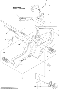 Handle And Controls Diagram and Parts List for 440E 2009-02 Husqvarna Chainsaw