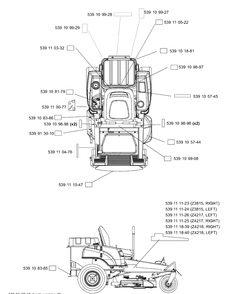 Decals Diagram and Parts List for Z4218KOA (968999282)(2005-08) Husqvarna Lawn Mower