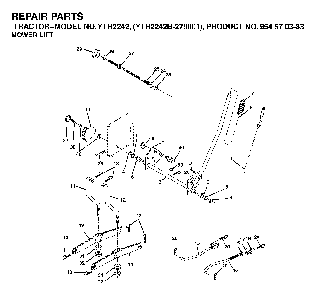 Mower Lift / Deck Lift Diagram and Parts List for YTH2242B (954570383)(2003-01) Husqvarna Lawn Tractor