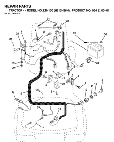 Electrical Diagram and Parts List for LTH130 (HE13H36H)(2000-02) Husqvarna Lawn Tractor