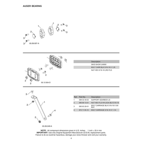 Auger Bearing Diagram and Parts List for 970528602  Husqvarna Snow Blower