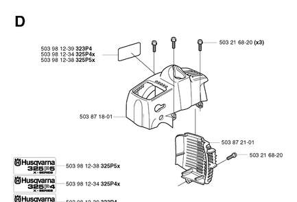 Cylinder Cover Diagram and Parts List for 325P 20021800001-20042299999 Husqvarna Pole Saw
