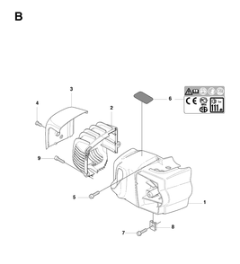 Cover Diagram and Parts List for 323HD60 20081400001-20090400000 Husqvarna Hedge Trimmer