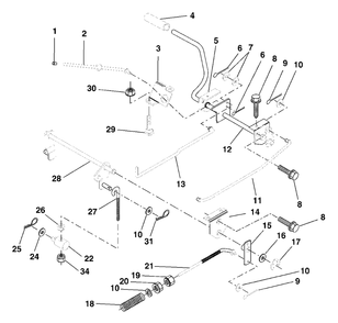 Brake/Rear Mower Lift Assembly Diagram and Parts List for LT125 (954170001-B)(1996-10) Husqvarna Lawn Tractor